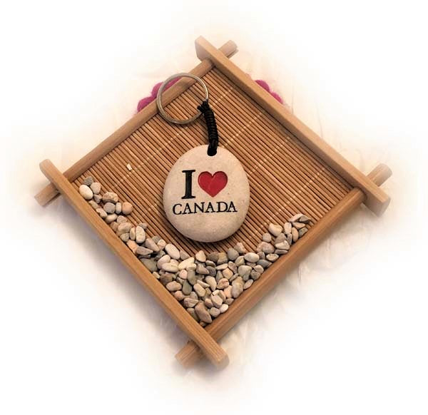 Stone Keychain: I love Canada