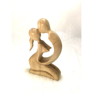 Wooden Lover statue in natural color/L