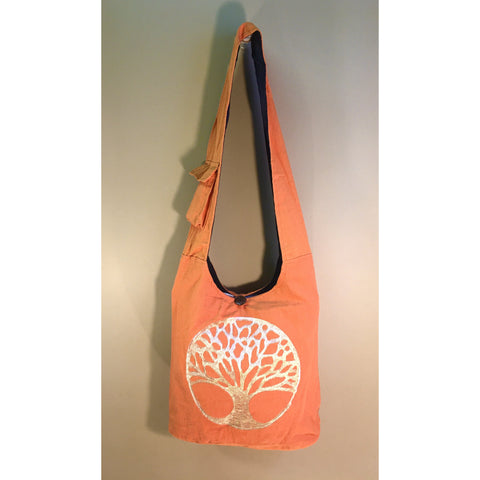 Unisex Hippie Jogging Style Hand Embroidered Tree Of Life Shoulder Bag