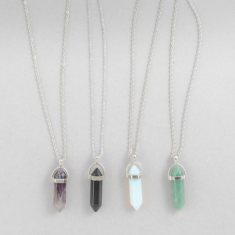 Crystal Necklace: Amethyst, Onyx, Opalite, Jade
