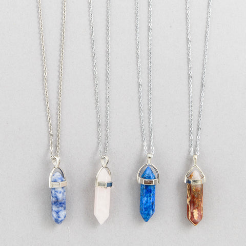 Crystal Necklace: Sodalite, Rose quartz, Lapis lazuli,