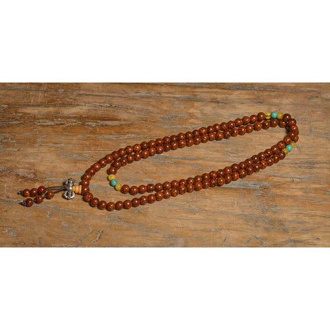 Mantra Mala, Blue Sea Sediment, 108 Buddhist Mala Necklace, Meditation Beads,  Zen Mala, Yoga Mala Necklace, Gemstone Mala Prayer Beads Harmo