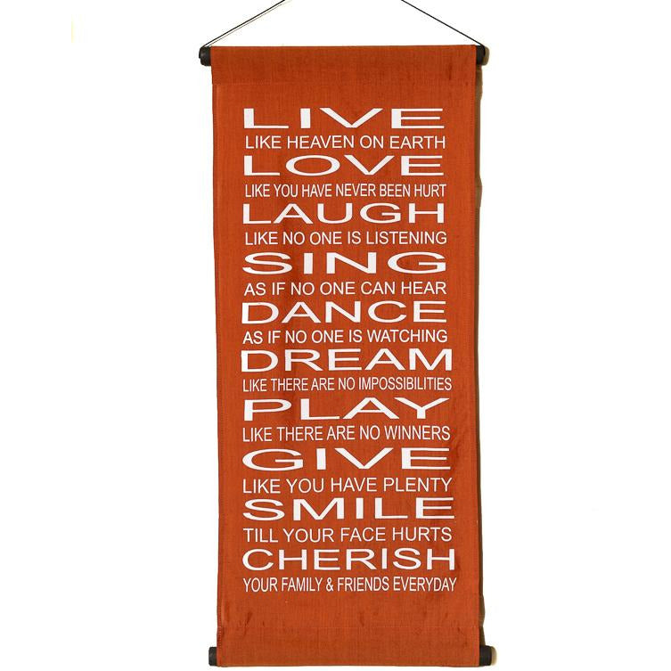 Hand made cotton affirmation Banner.  Size L34xH84cm.